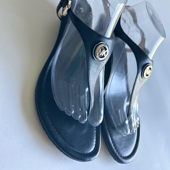 Michael Kors Black Genuine Leather Wedge Sandals size 9.5 - Picture 5 of 16